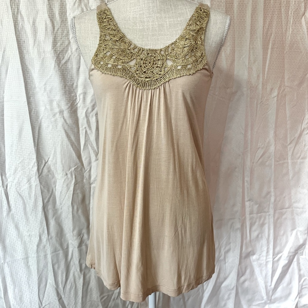 Gold embroidered tank